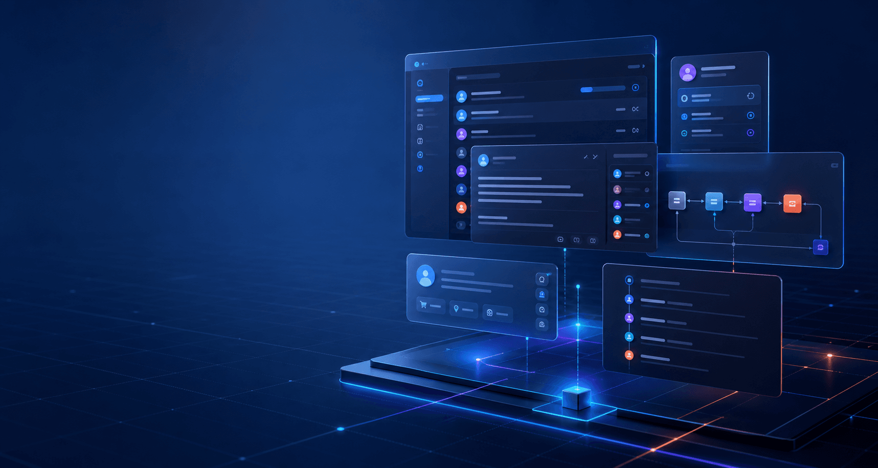 Lightweight CRM workspace with customer, opportunity, workflow, and audit panels